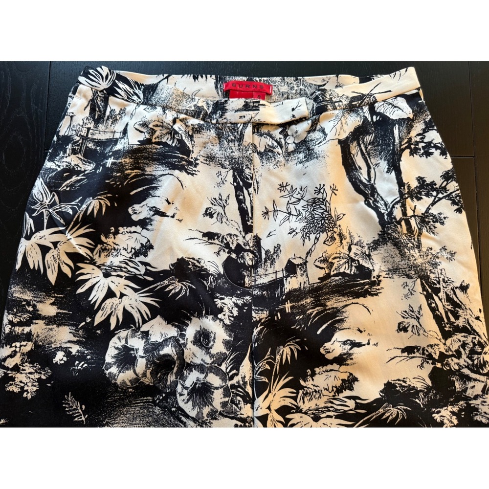 Burns Pants Womens 8 Black Silk Blend‎ Cropped French Country Luxury Resortwear